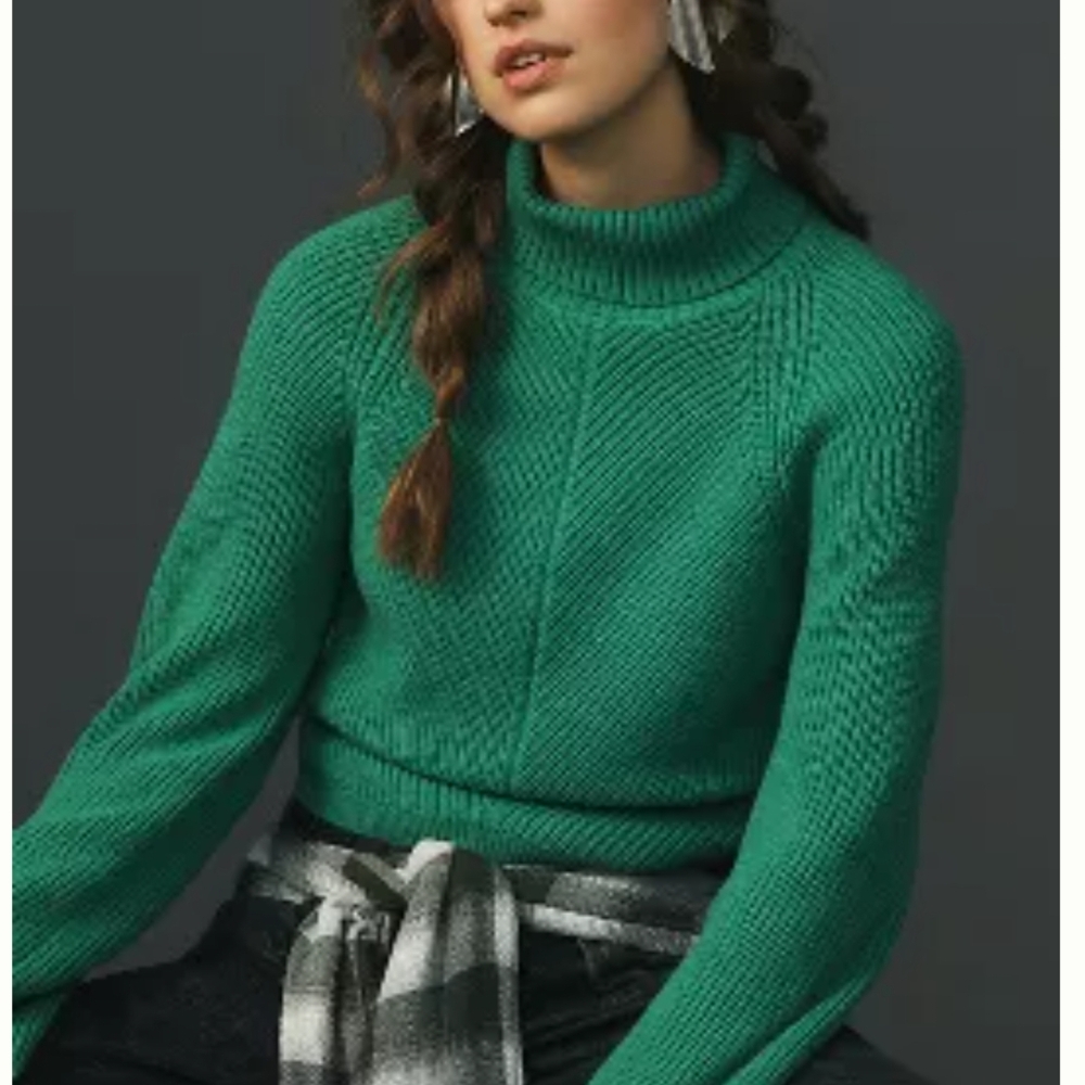 Anthropologie Maeve Cropped Turtleneck Sweater